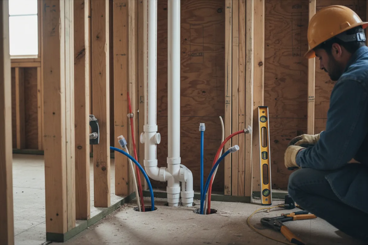 Drain and supply rough-in during Sump Pump Repair in Wallace