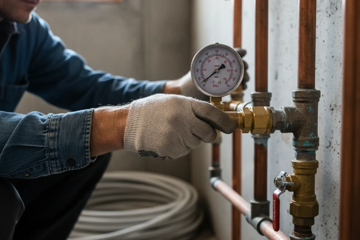 Pressure testing a repaired line during Water Line Repair in Wallace